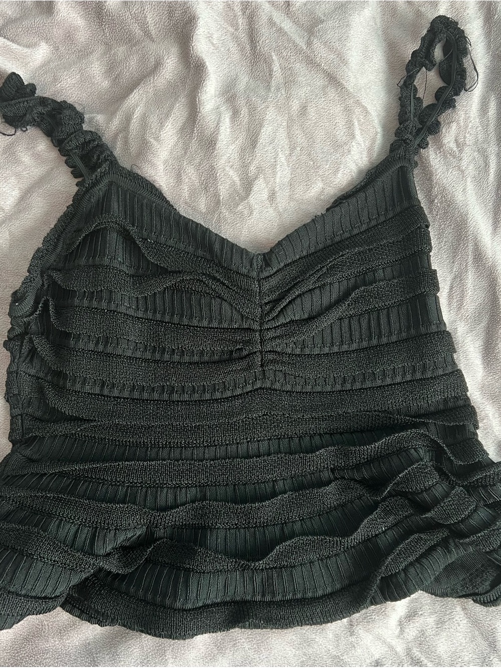 MARBLE Black Ruffle Lace-Trim Camisole